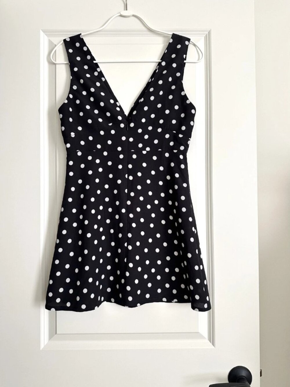Ciao Lucia Black White Sleeveless Polka Dot Mini Dress Size S